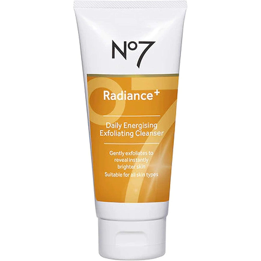 No7 Radiance Plus Daily Energizing Exfoliating Cleanser front view packaging