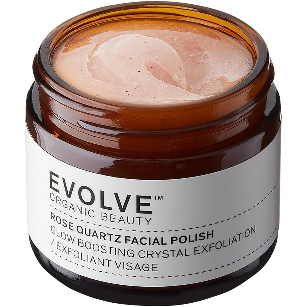 Evolve Organic Beauty Natural Rose Quartz Facial Polish jar front view