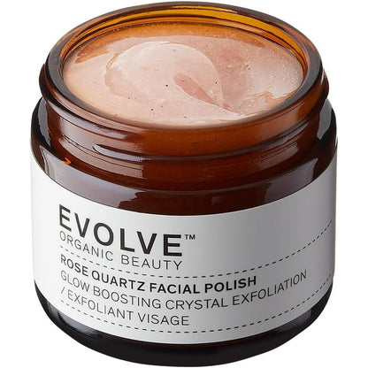 Evolve Organic Beauty Natural Rose Quartz Facial Polish jar front view