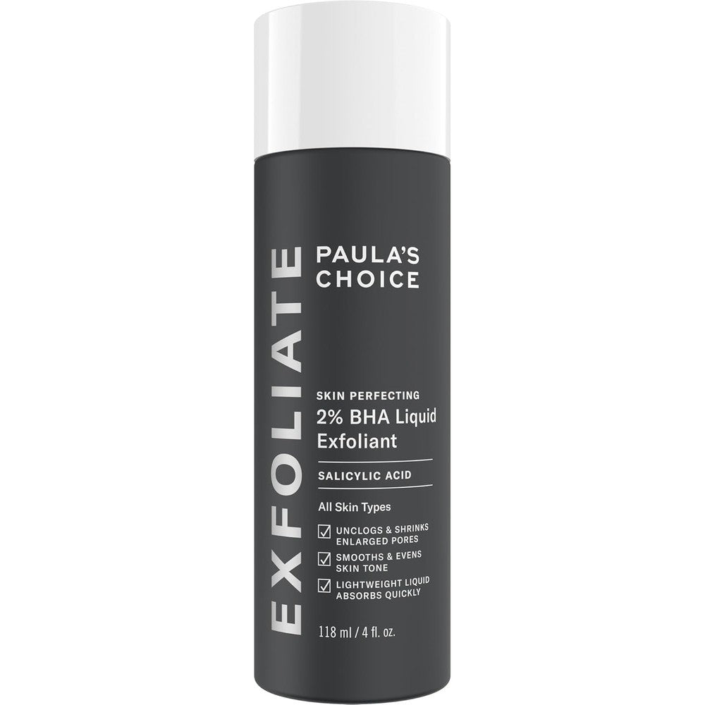 Paula's Choice Skin Perfecting Two Percent BHA Liquid Exfoliant front view bottle for pore minimizing