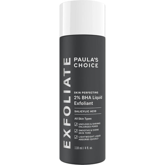 Paula's Choice Skin Perfecting Two Percent BHA Liquid Exfoliant front view bottle for pore minimizing