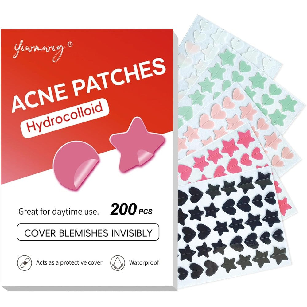 YIWMWIY multi color hydrocolloid pimple patches packaging front view showing colorful star shapes