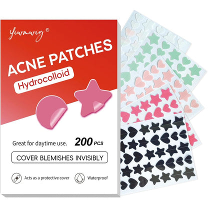 YIWMWIY multi color hydrocolloid pimple patches packaging front view showing colorful star shapes