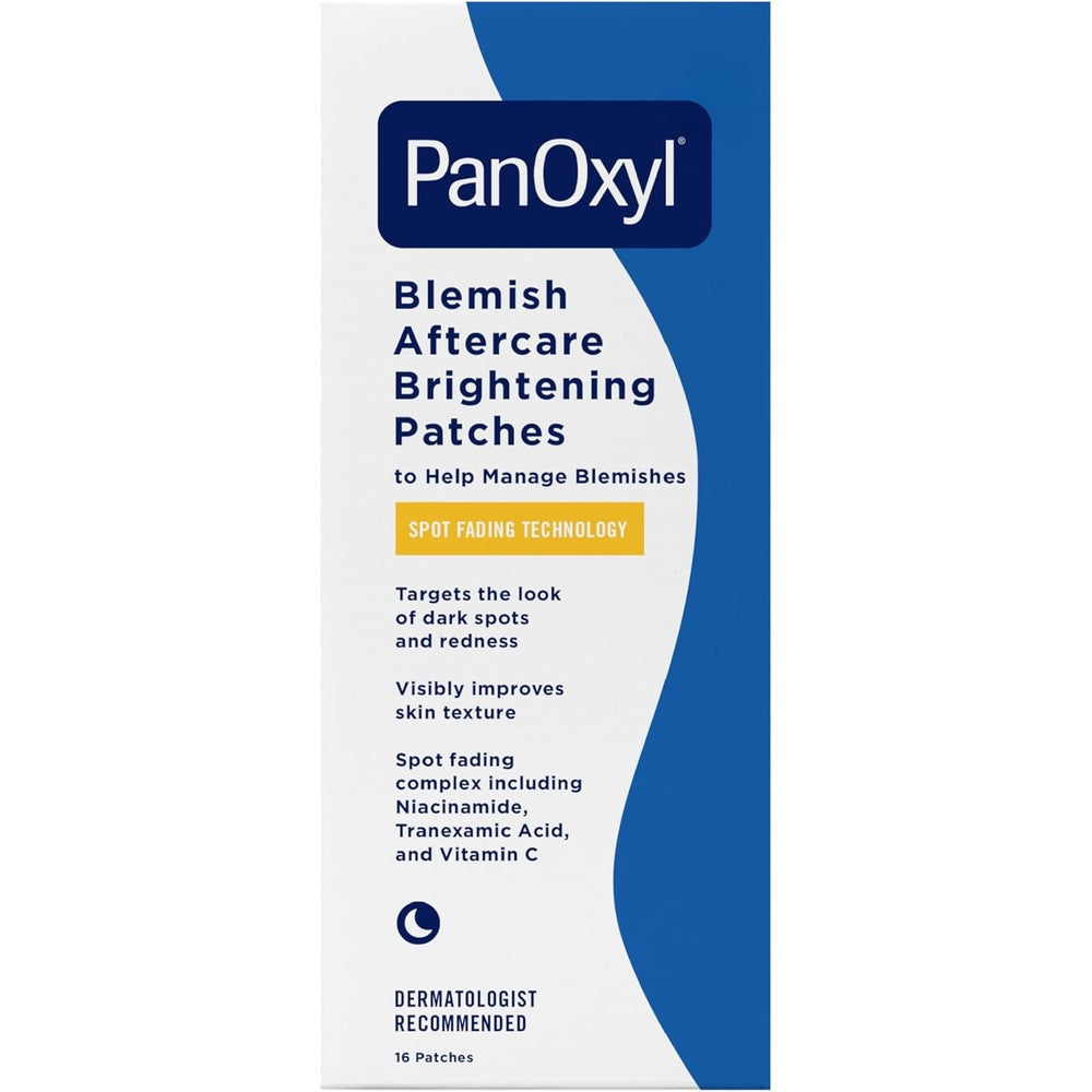 PanOxyl Blemish Aftercare Brightening Patches front packaging view for hyperpigmentation treatment