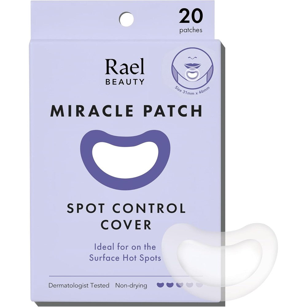 Rael Miracle Spot Control Cover packaging front view showing hydrocolloid acne pimple patches