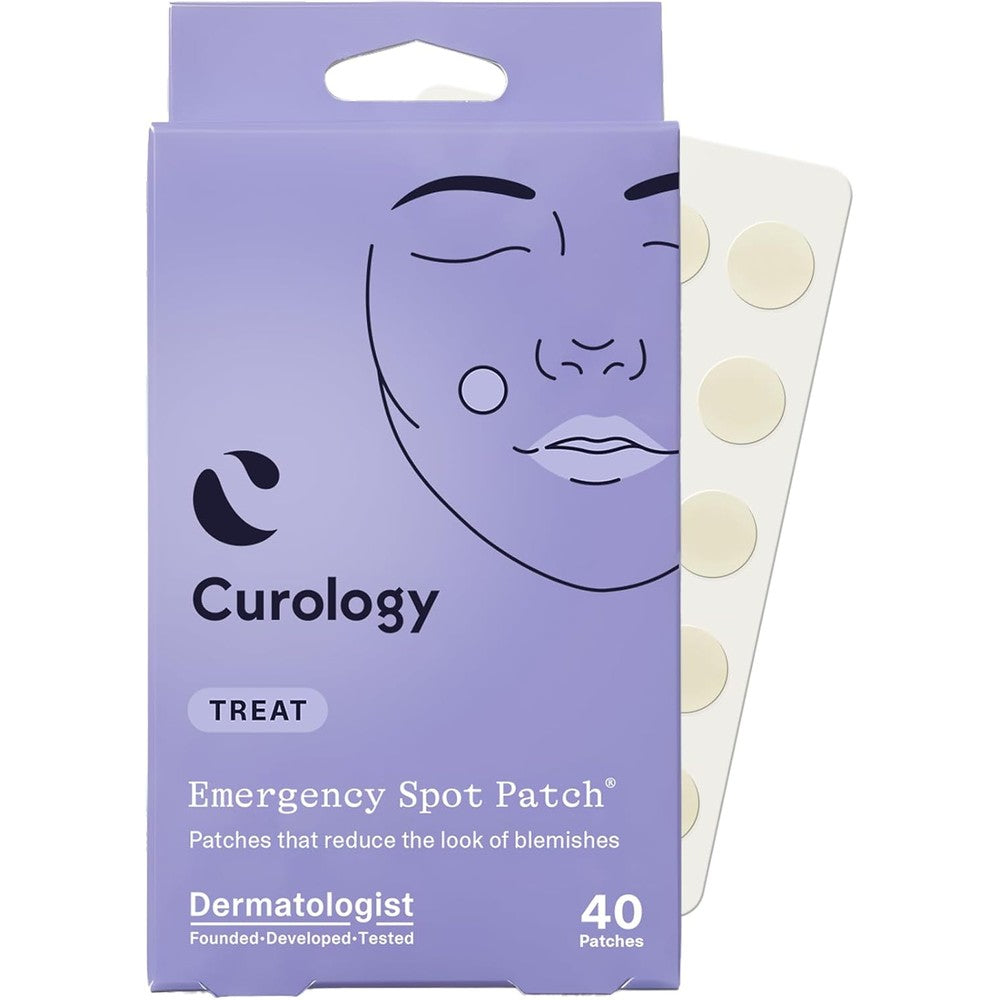 Curology Emergency Spot Pimple Patches 40 Count front view packaging showcasing hydrocolloid acne sheets