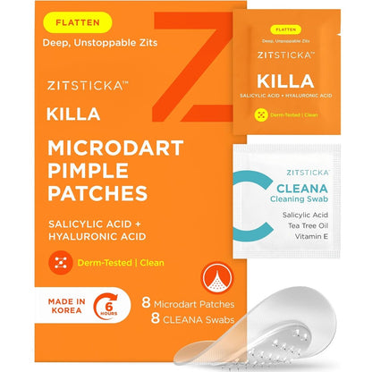 ZitSticka Killa Kit packaging front view showing microdart pimple patches and priming swabs