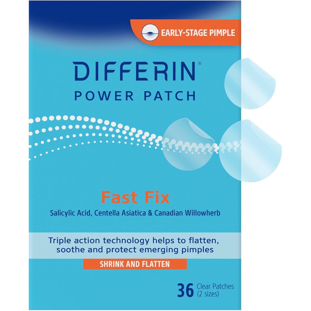 Differin Acne Patches 36 Count box front view showing USA imported skincare packaging