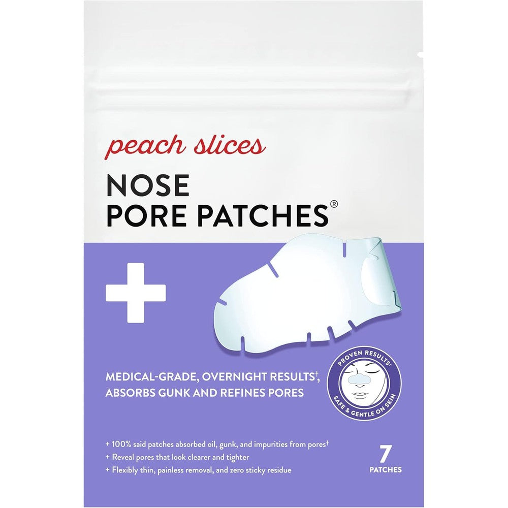 Peach Slices Nose Pore Patches seven count front view packaging for blackhead removal