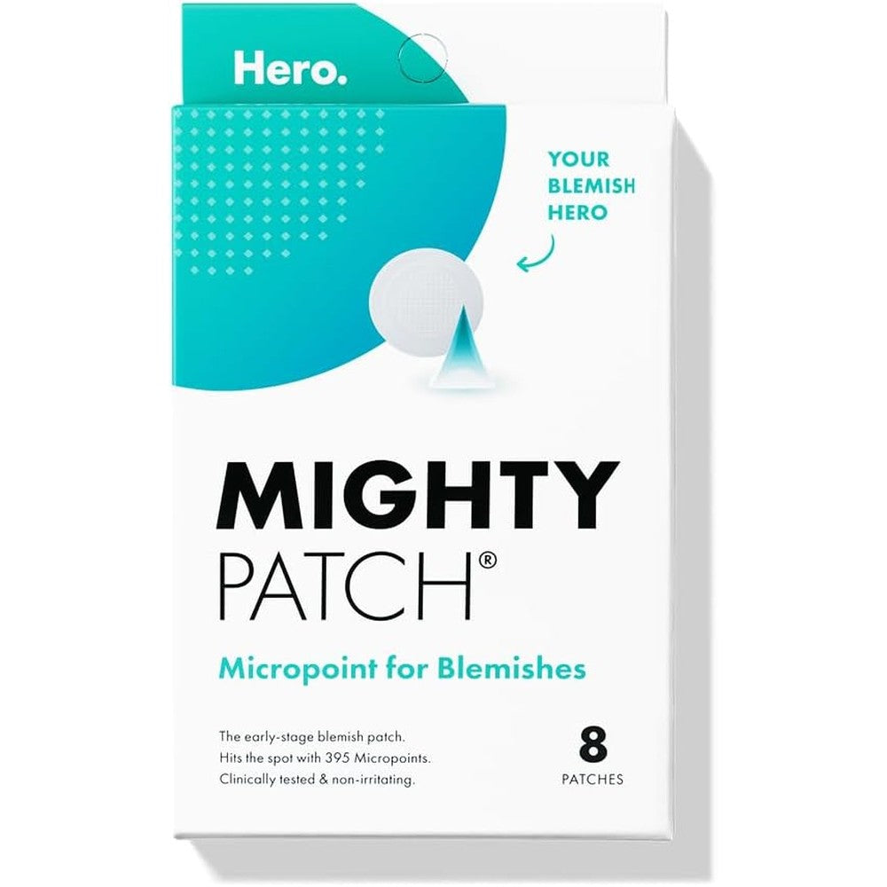 Hero Cosmetics Mighty Patch Micropoint Large packaging front view showing eight acne stickers for early stage zits