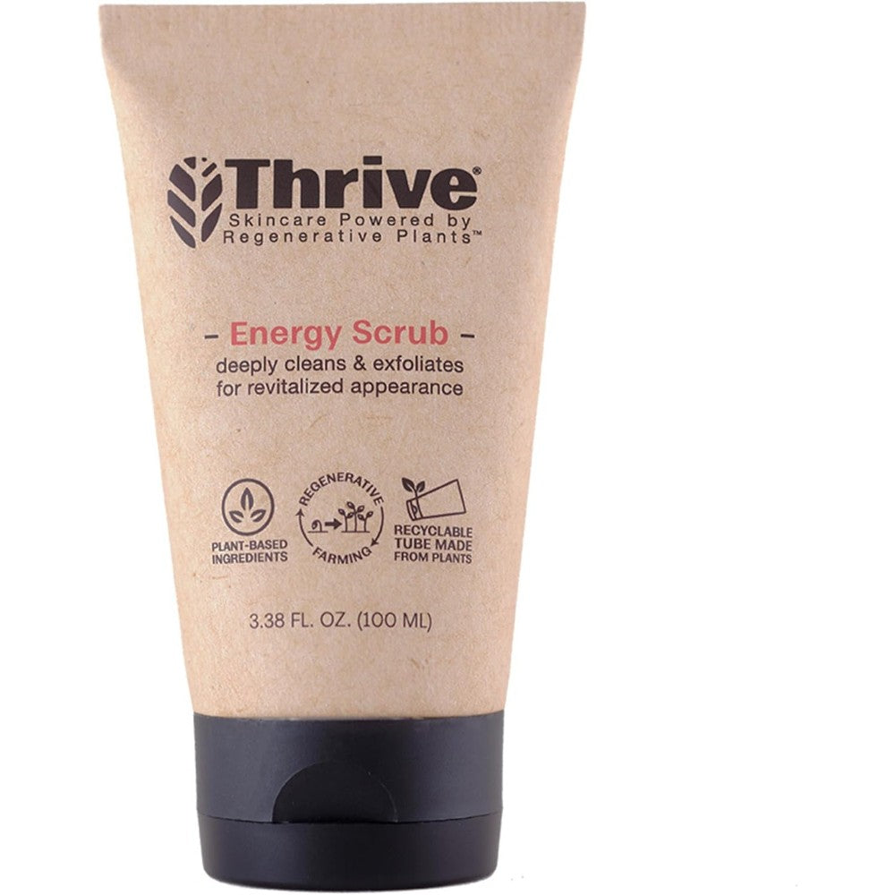 Thrive Natural Care Energy Scrub front view of the plant-based tube packaging