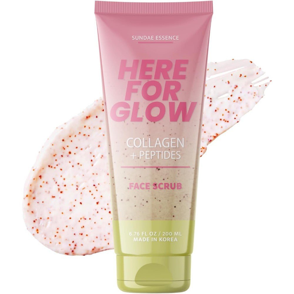 Sunday Essence Here for Glow Face Scrub front view for gentle exfoliation