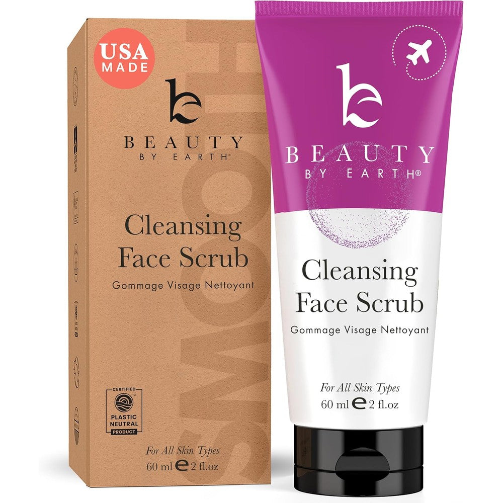 Beauty by Earth Facial Scrub Exfoliator front view packaging