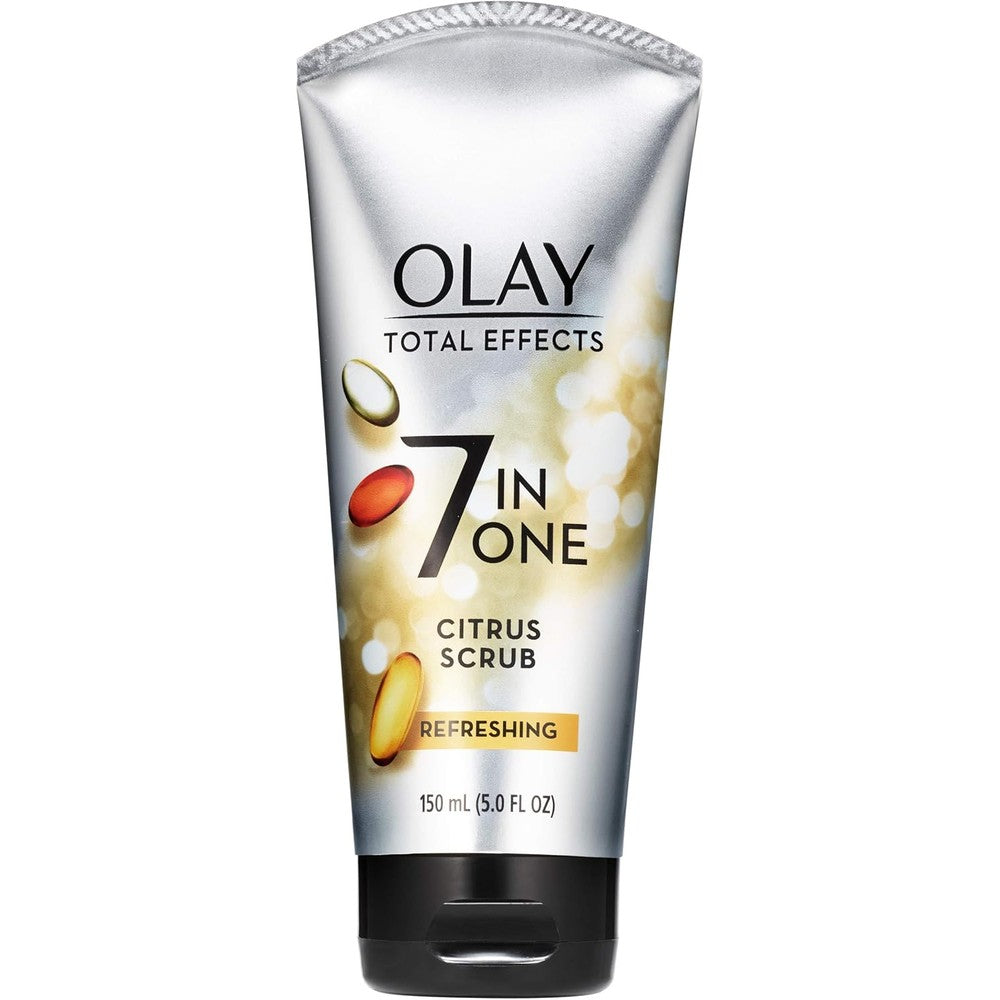 Olay Total Effects Refreshing Citrus Scrub 5 Fluid Ounce front view bottle