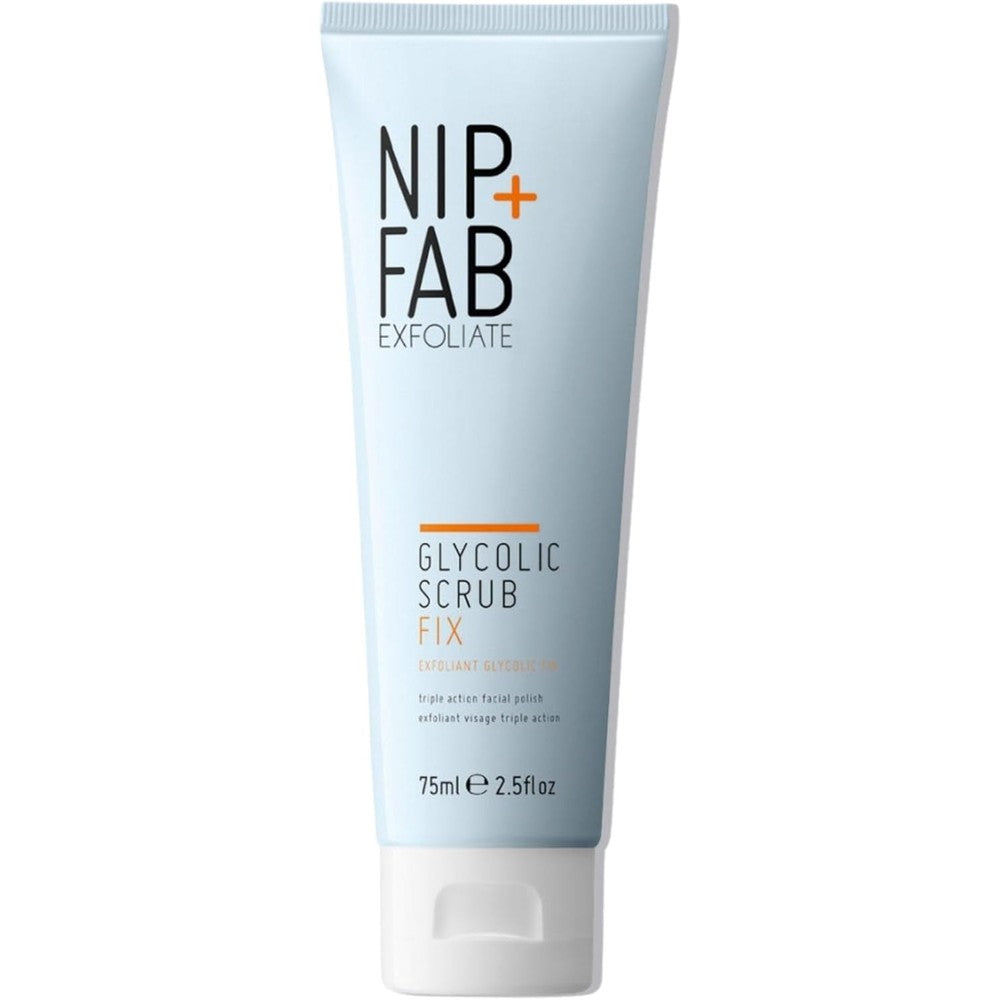 Nip + Fab Glycolic Fix Scrub 75ml tube front view chemical exfoliator