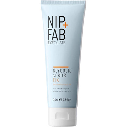 Nip + Fab Glycolic Fix Scrub 75ml tube front view chemical exfoliator
