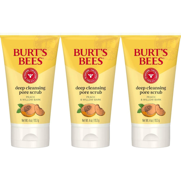 Burt's Bees Peach and Willow Bark Deep Cleansing Pore Scrub front view tube packaging