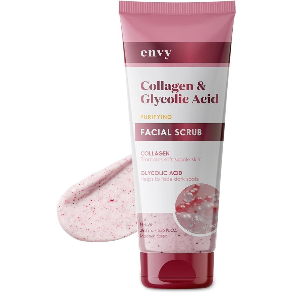 Envy Collagen and Glycolic Acid Face Scrub front view anti aging cleanser