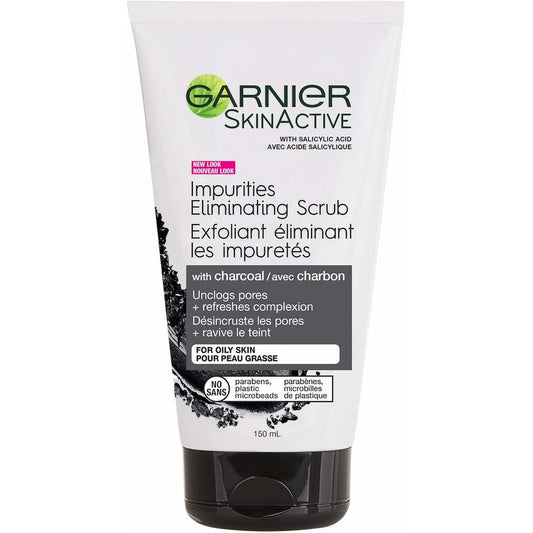 Garnier SkinActive Charcoal Blackhead Eliminating Scrub front view container