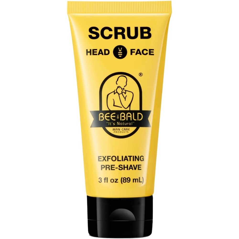 Bee Bald Scrub Exfoliating Pre Shave front view tube