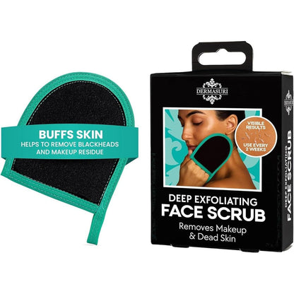 Dermasuri Deep Exfoliating Face Mitt front view packaging showing the authentic Korean inspired beauty tool.