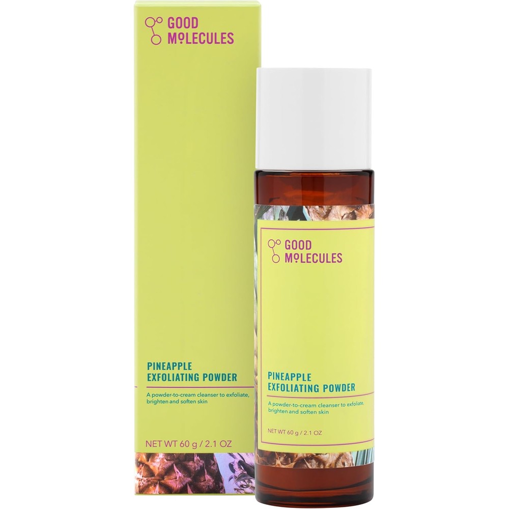 Good Molecules Pineapple Exfoliating Powder 60g front view bottle for enzymatic facial exfoliation