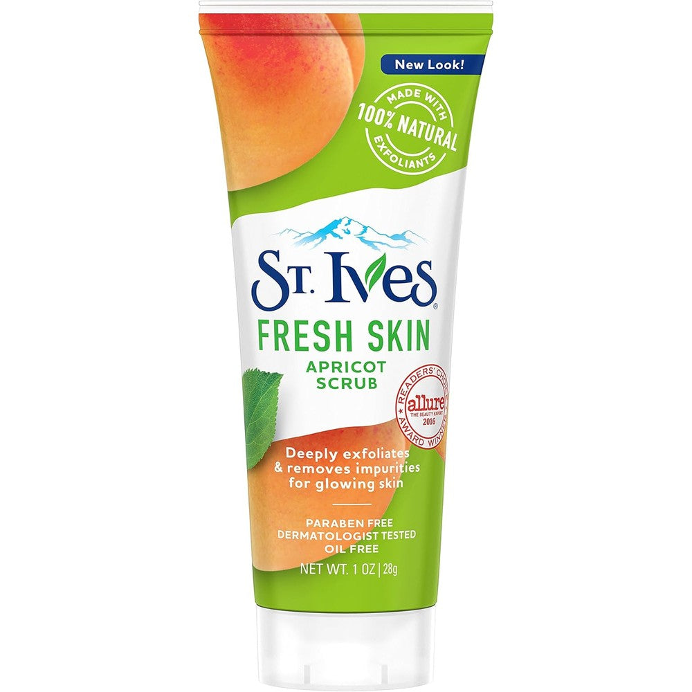 St. Ives Fresh Skin Invigorating Apricot Scrub front view travel size packaging