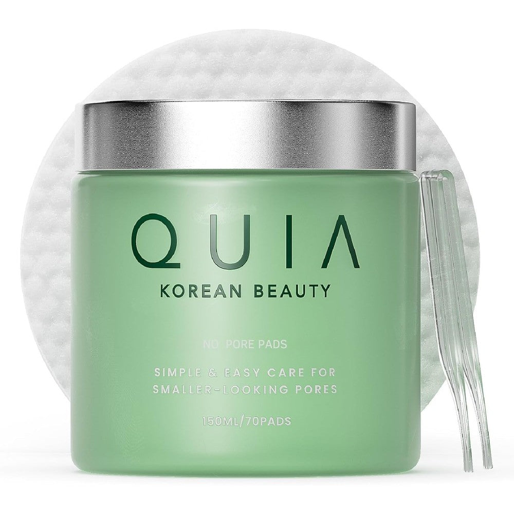 QUIA Korean Beauty Dual Action Toner Pads front view jar on premium e-commerce background