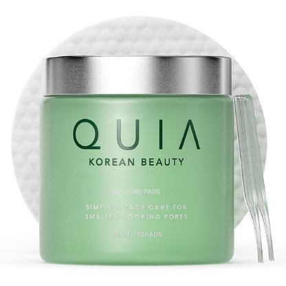 QUIA Korean Beauty Dual Action Toner Pads front view jar on premium e-commerce background