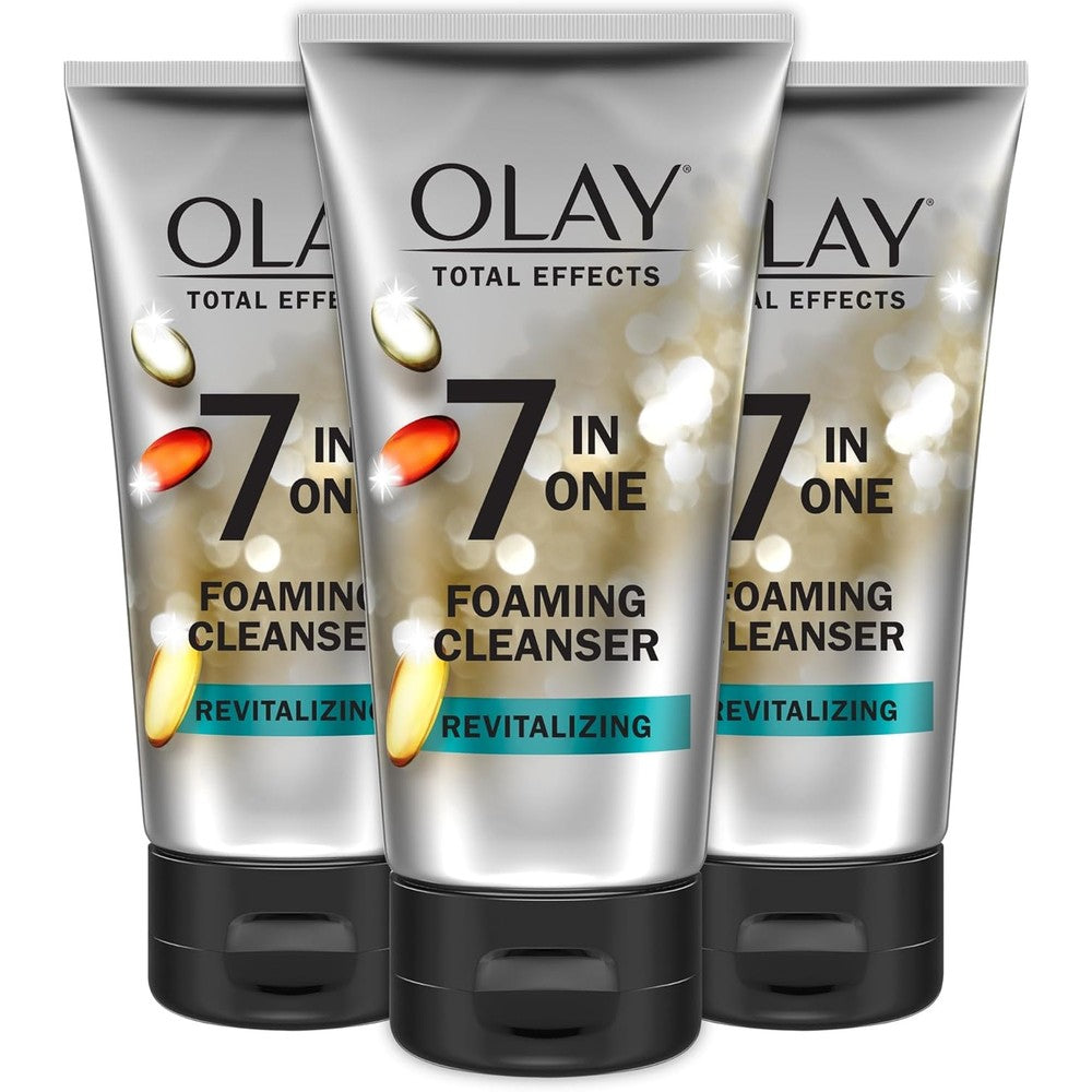 Olay Total Effects Revitalizing Foaming Facial Cleanser front view pack of three