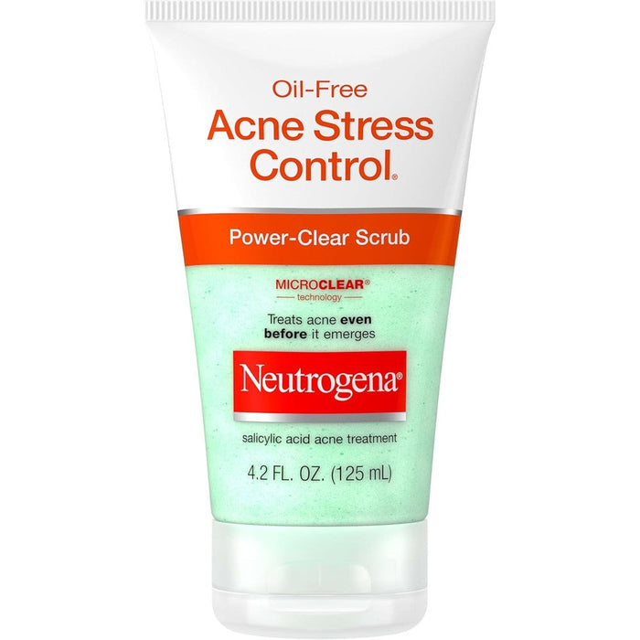 Neutrogena Oil-Free Acne Stress Control Scrub front view tube packaging