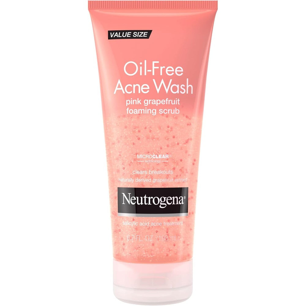 Neutrogena Pink Grapefruit Acne Face Wash Foaming Scrub front view daily cleanser