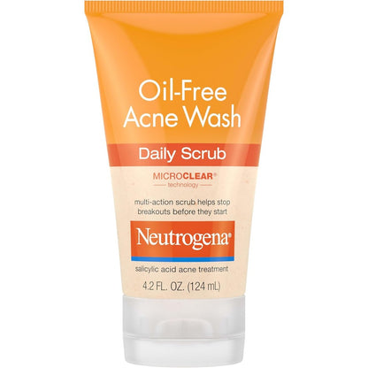 Neutrogena Oil Free Acne Wash Daily Scrub front view showing packaging details
