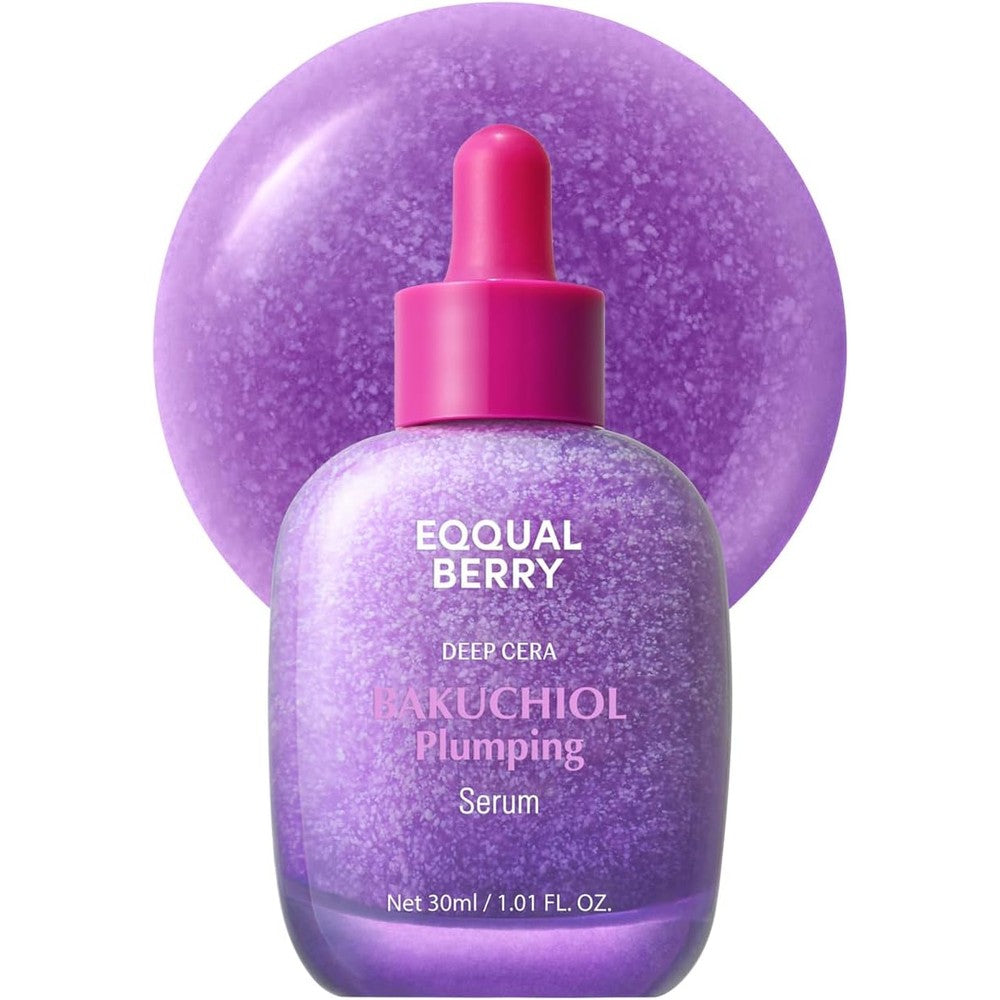 EQQUALBERRY Bakuchiol Plumping Face Serum front view bottle for anti aging skincare