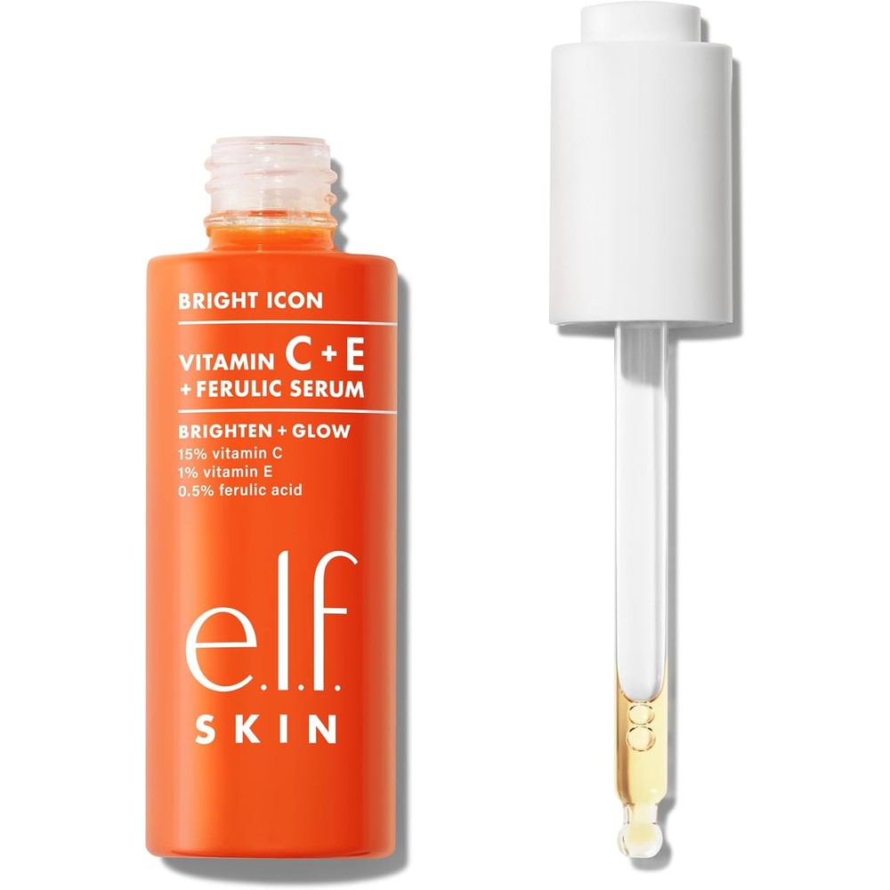 e.l.f. SKIN Bright Icon Vitamin C face serum front view bottle on white background
