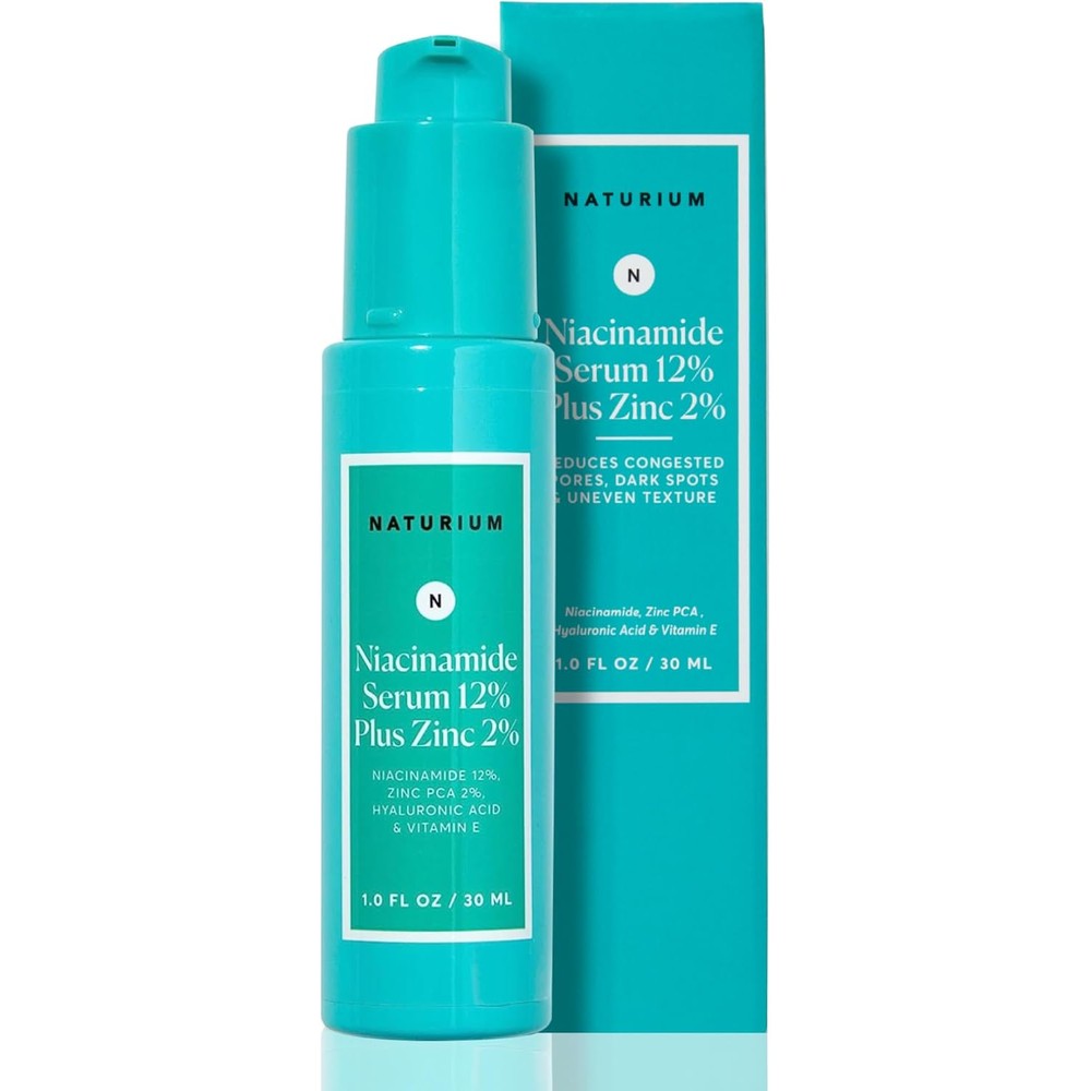 Naturium Niacinamide Face Serum Twelve Percent Plus Zinc Two Percent front view bottle for pore minimizing