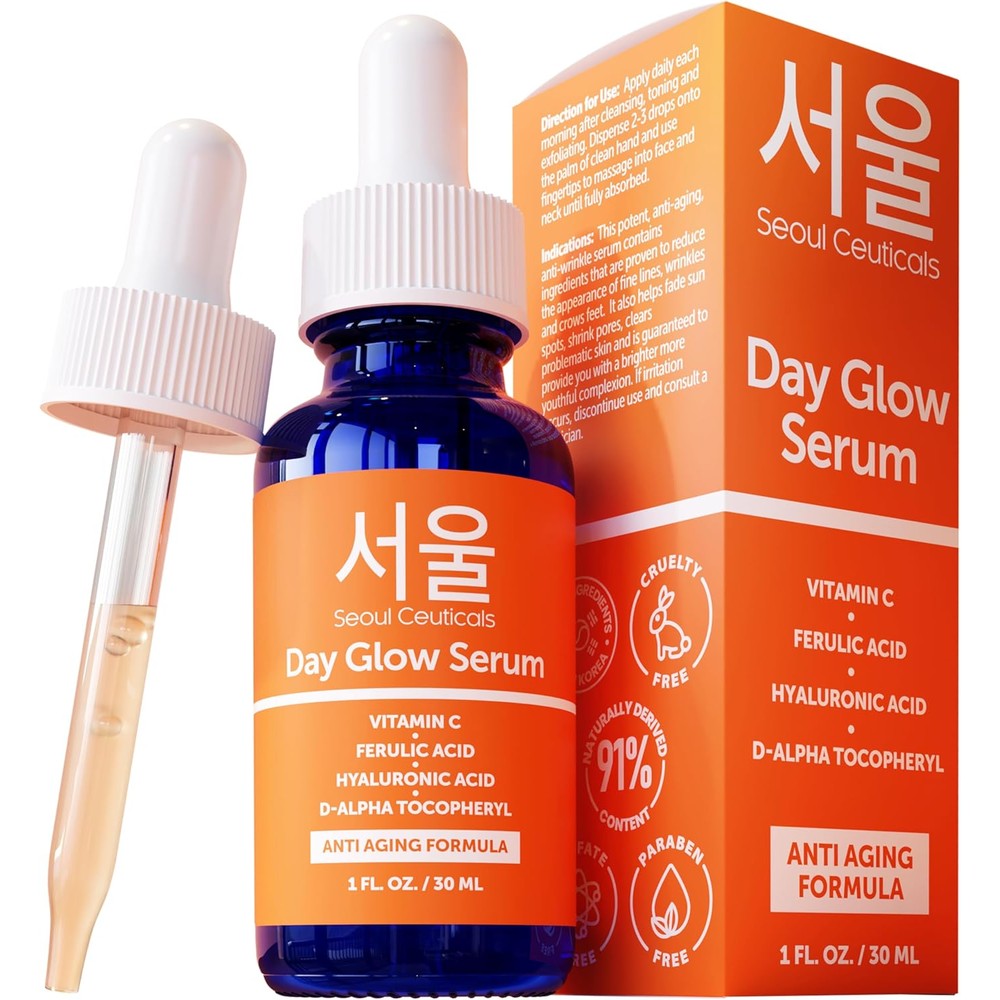 Seoul Ceuticals Day Glow Vitamin C Serum front view bottle for glowing skin