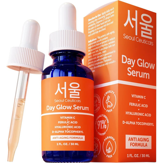 Seoul Ceuticals Day Glow Vitamin C Serum front view bottle for glowing skin