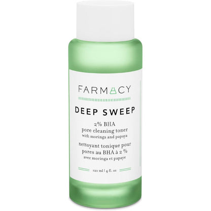 Farmacy Deep Sweep Two Percent Salicylic Acid Toner 120ml front view bottle on plain background