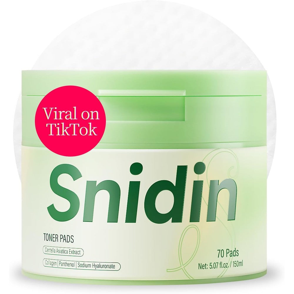 Snidin Toner Pads jar front view showcasing product branding and 70 pads count