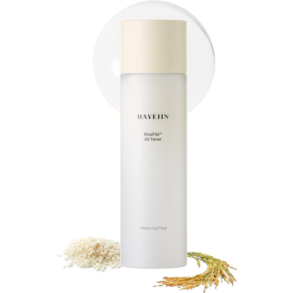 HAYEJIN RiceFila Milk Toner front view bottle showcasing the dual-phase hydrating formulation for glass skin.