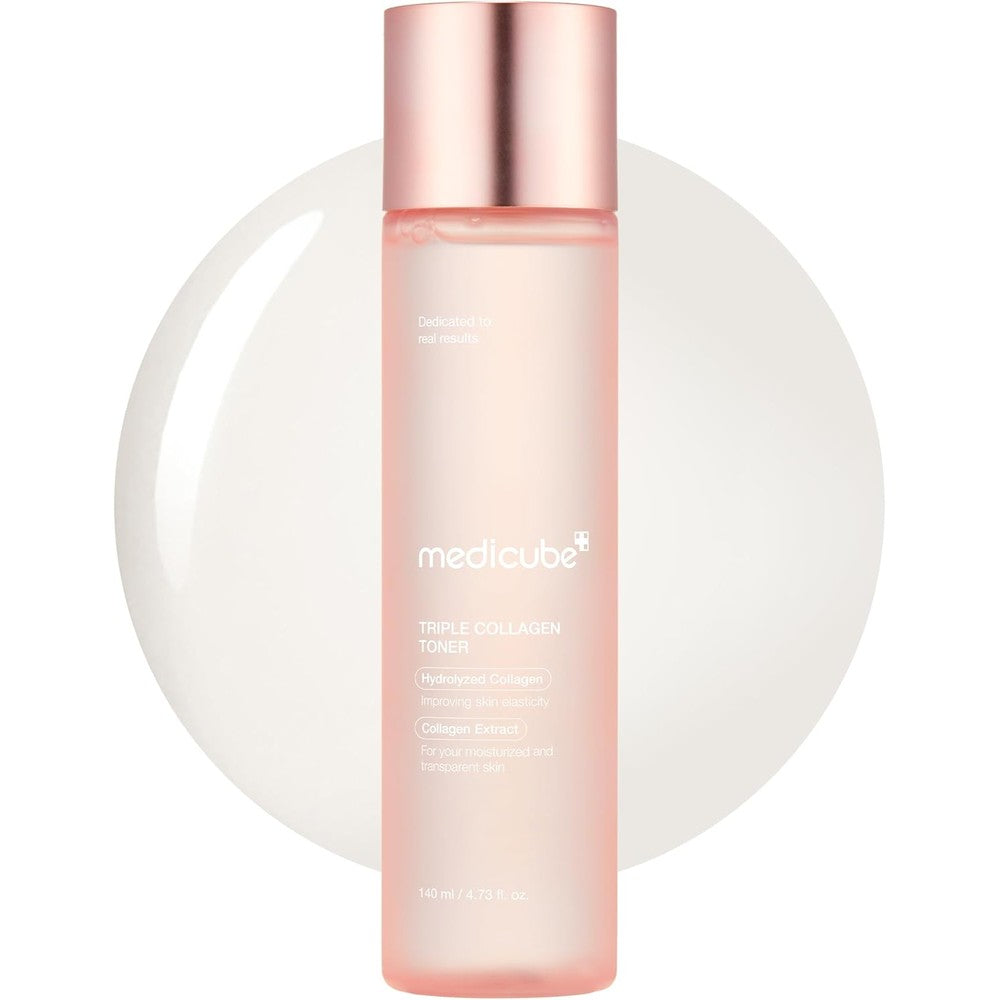 Medicube Triple Collagen Toner front view bottle on a clean background for deep hydration
