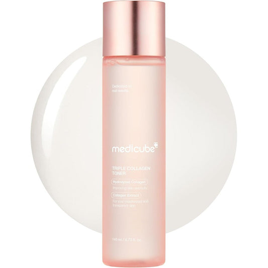 Medicube Triple Collagen Toner front view bottle on a clean background for deep hydration