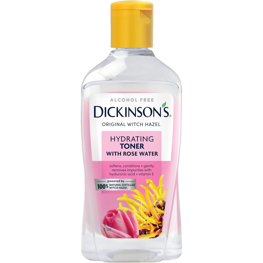 Dickinson's Enhanced Witch Hazel Hydrating Toner with Rosewater 16 Fluid Ounce bottle front view