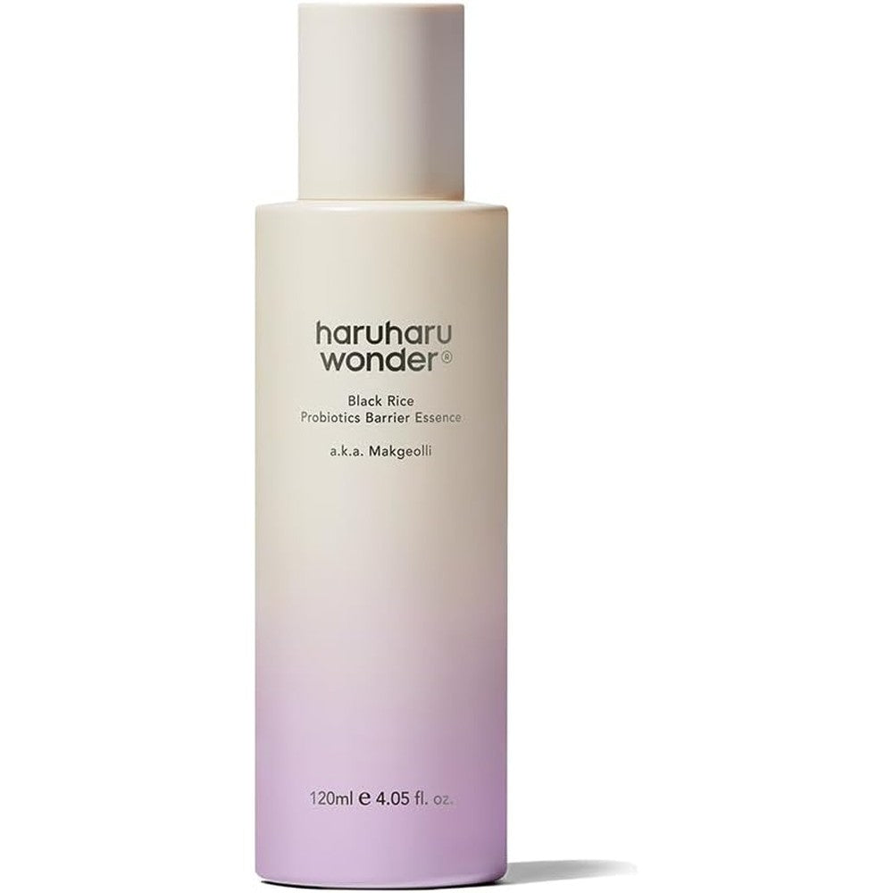 Haruharu Wonder Black Rice Probiotics Barrier Essence front view bottle on plain background