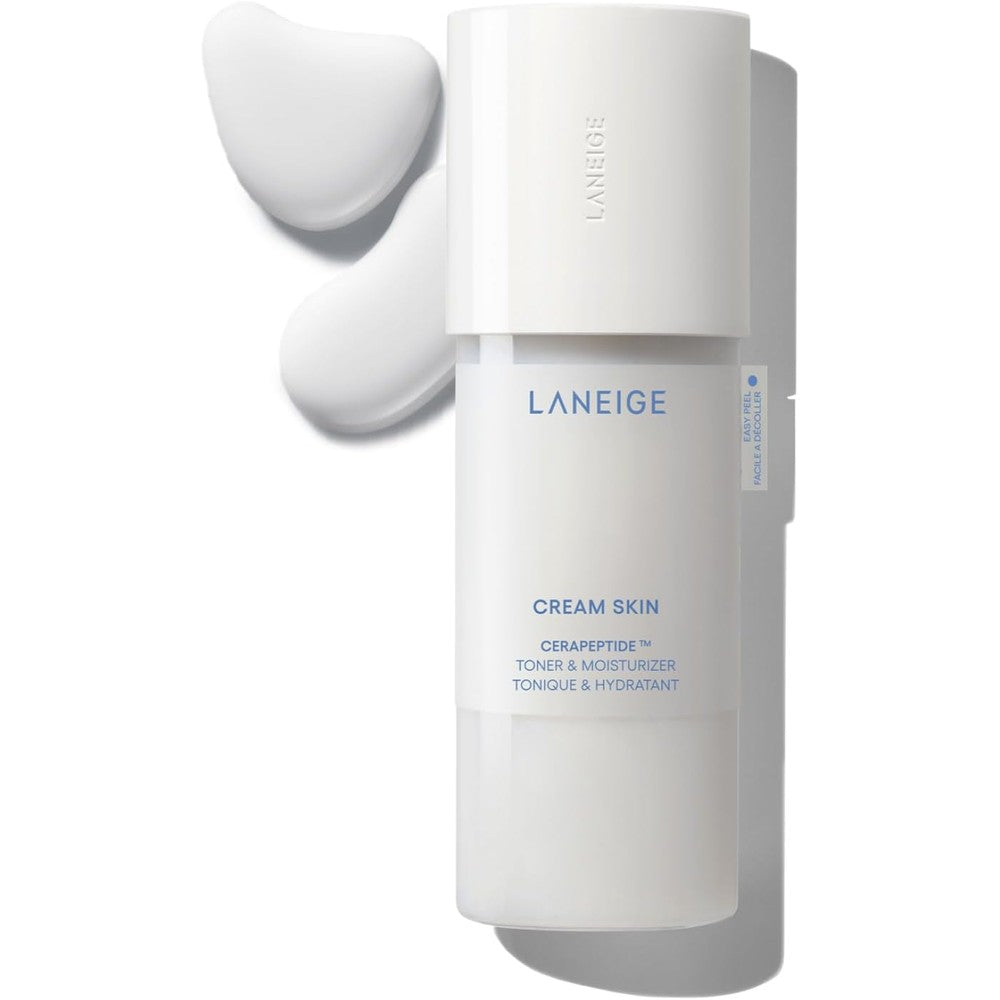 Laneige Cream Skin Toner and Moisturizer front view of the authentic milky fluid bottle