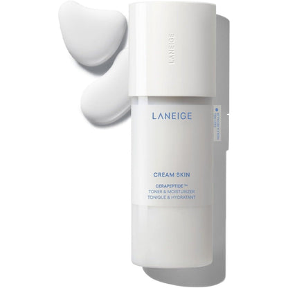 Laneige Cream Skin Toner and Moisturizer front view of the authentic milky fluid bottle