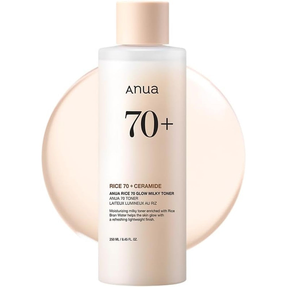 Anua Rice 70 Glow Milky Toner front bottle view for glass skin