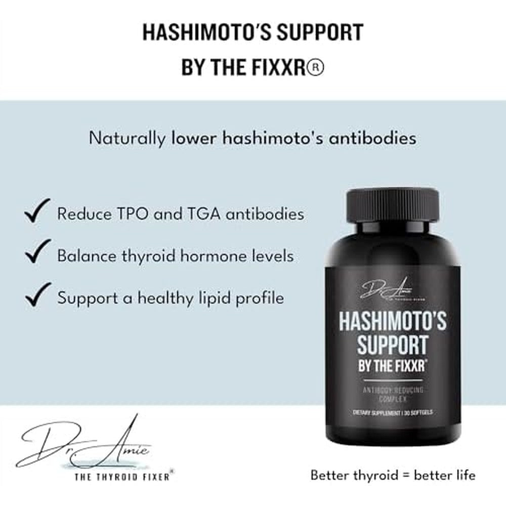 Fixxr Hashimotos Support by Dr Amie front view bottle packaging for thyroid wellness