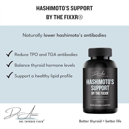 Fixxr Hashimotos Support by Dr Amie front view bottle packaging for thyroid wellness